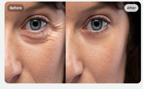 before and after image of filler treatment under eyes